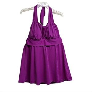 NWT Always For Me Swimwear Women 16 Halter Top Backless Empire Magenta 16W NEW